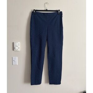 Talbots Chatham Ankle Pants Size 6 Polka Dot‎ Navy Blue White Office Chic
